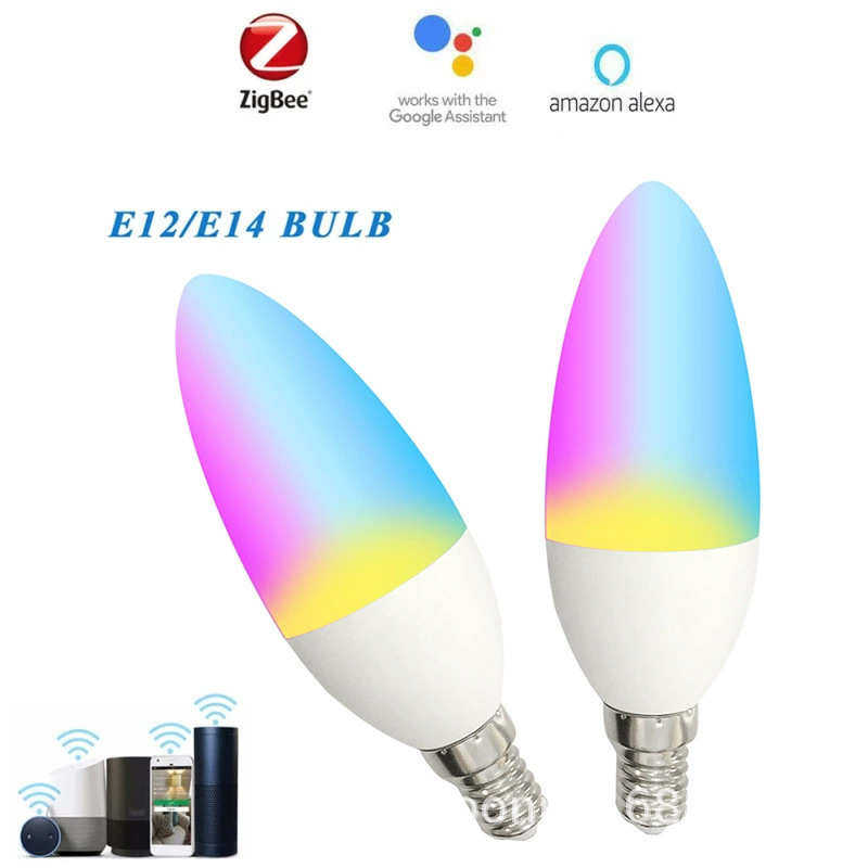 Zigbee协议 5W蜡烛灯C37尖泡E14 E12 Alexa Google Hue语音控制,家装灯饰光源,LED玉米灯,淘宝优惠券,粉丝福利购,淘宝优惠卷