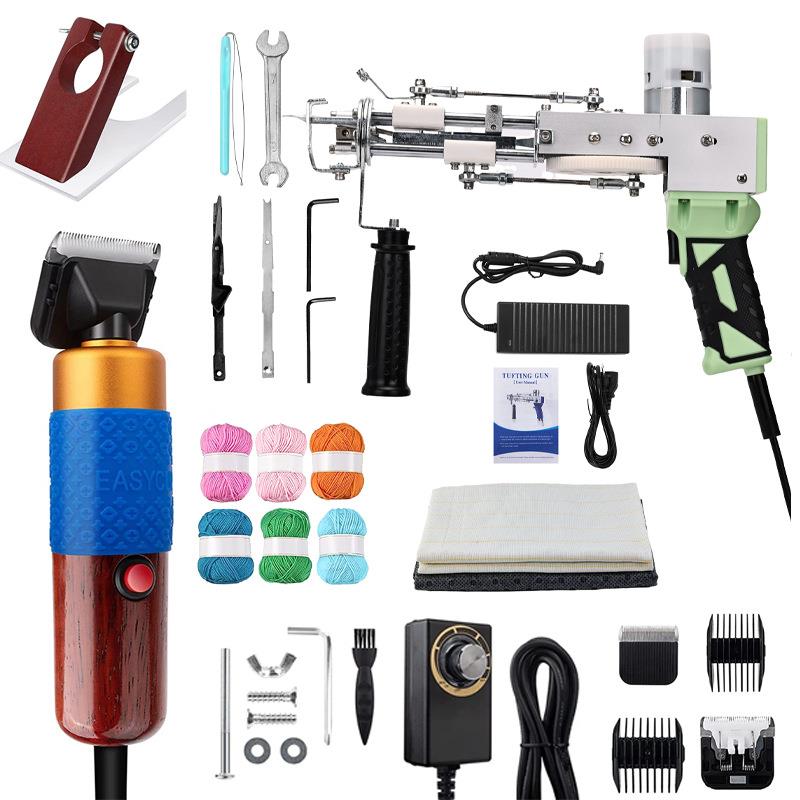 跨境现货数控调节tuftinggun二合一簇绒枪电推剪毛线簇绒布套装