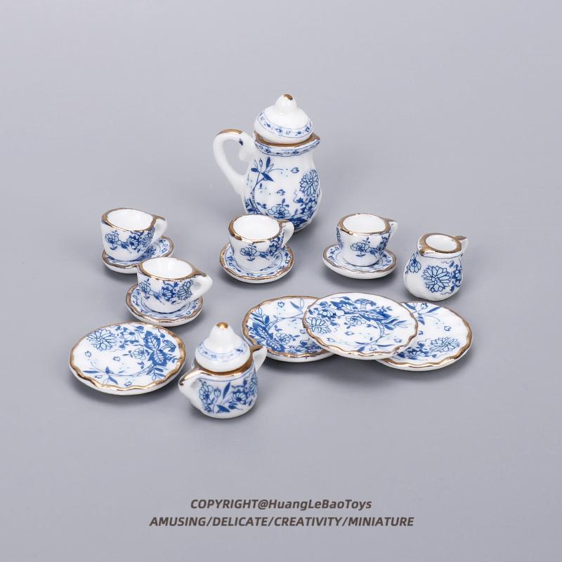 迷你茶具模型娃屋玩具微缩茶杯茶壶配件陶瓷小摆件儿童过家家套装