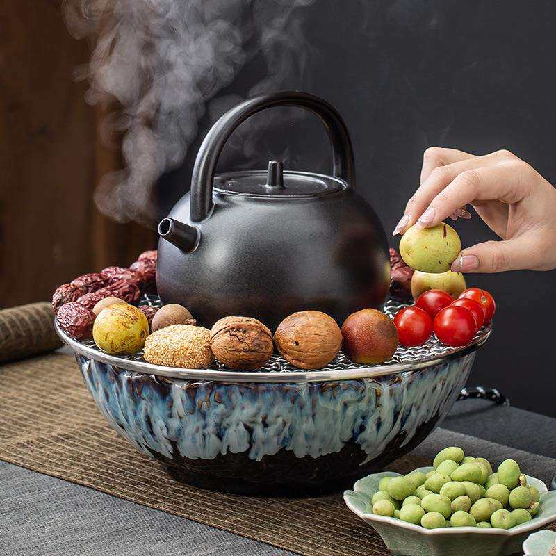 网红围炉煮茶家用室内庭院泡红茶壶具全套陶瓷电陶炉烤茶器煮茶炉