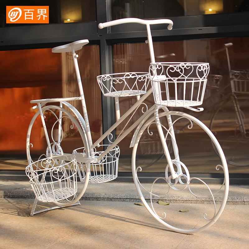 铁艺车自行院BJ1059子花架店铺橱窗装饰道具摄影件摆创庭院多层意