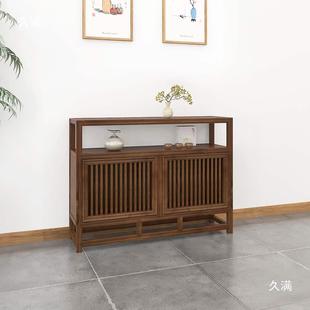 新中式餐边柜实木茶客厅靠储物柜水茶室置物墙架矮柜玄关FKP垒柜
