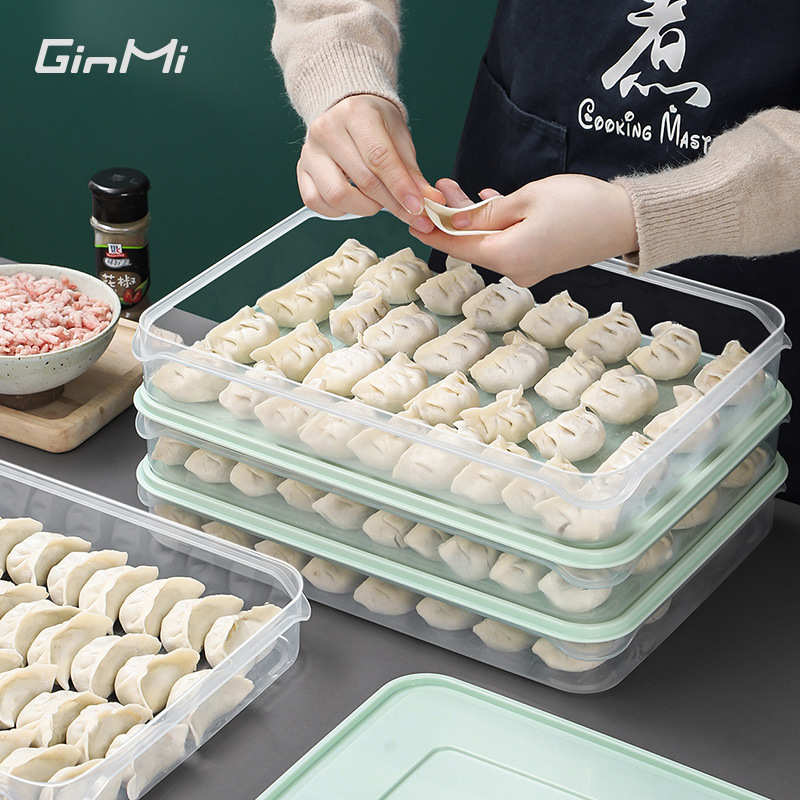 【一件代发】饺子冷冻盒冰箱食品级放馄饨水饺速冻保鲜收纳盒多层