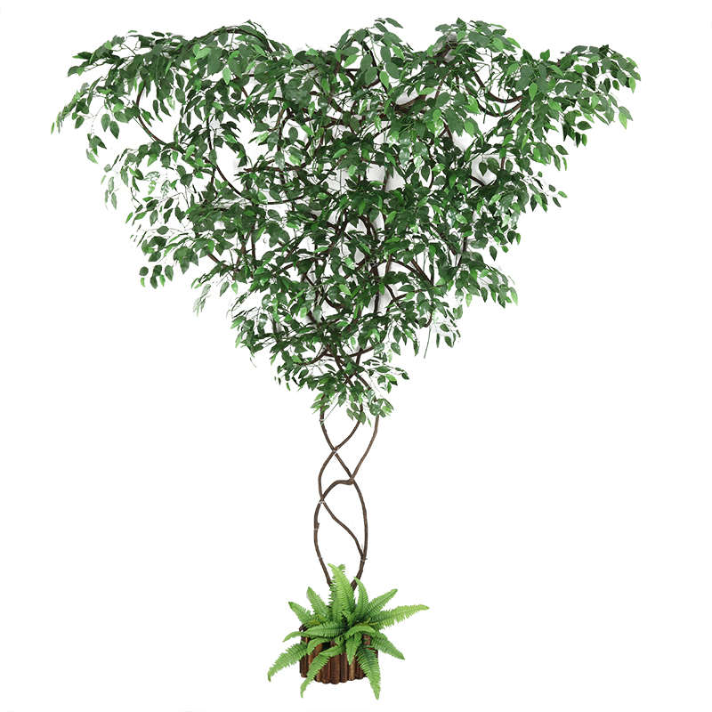 树叶树枝树藤假花藤蔓藤条室内客厅墙面阳台绿植物墙装饰造景