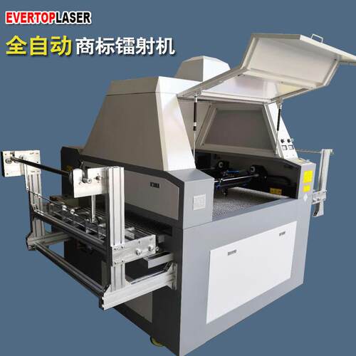 双头双轨异步自动送料巡图激光切割机全自动织唛商标激光镭射机