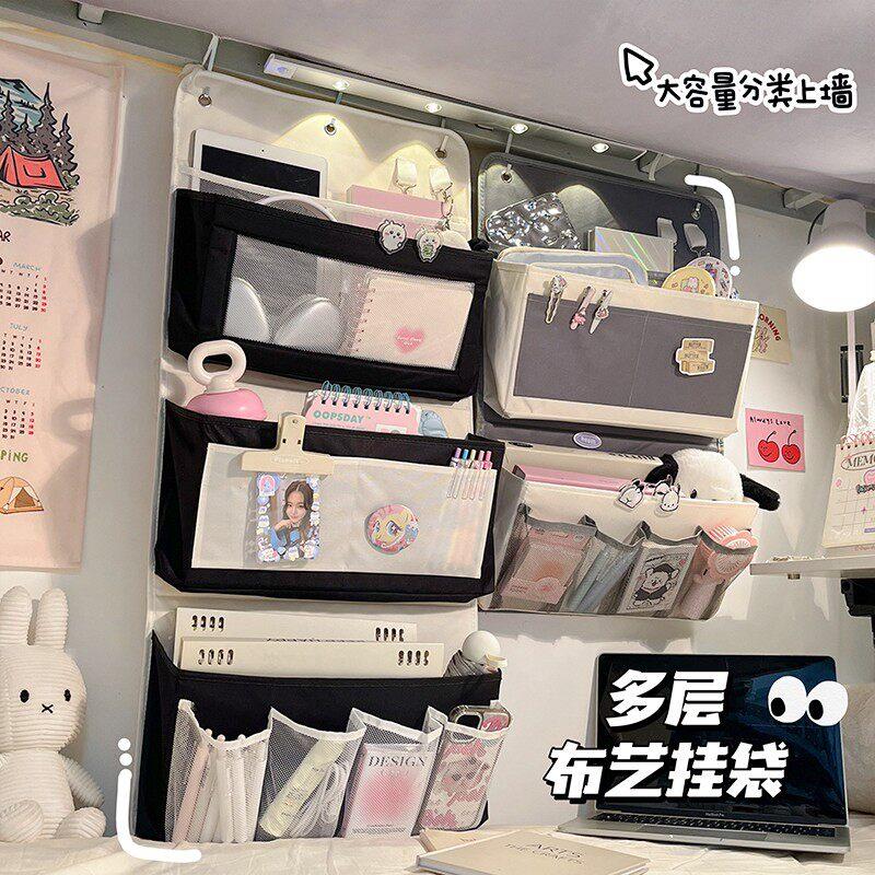 多层布艺收纳挂袋大容量可折叠宿舍床头衣柜杂物文具悬挂式置物架