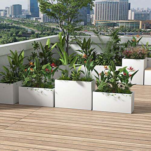 户外不锈钢花箱定制阳台种植箱商业街外摆长方形花坛铁艺成品花槽