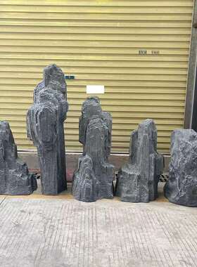 仿真工程软装件景观玻璃钢石头配黄蜡石体造景石立石头头ZJSZ9652
