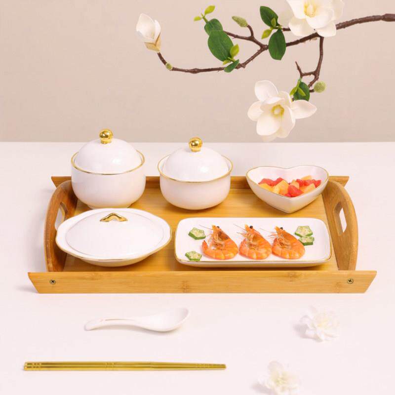 产妇专用陶瓷月子餐具套组环保卫生月子餐一人份带盖子炖汤盅碗盘