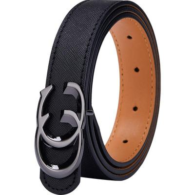 高档稻草人皮带女平滑扣百搭懒人仔细质款腰带西裤牛裤休闲母字气