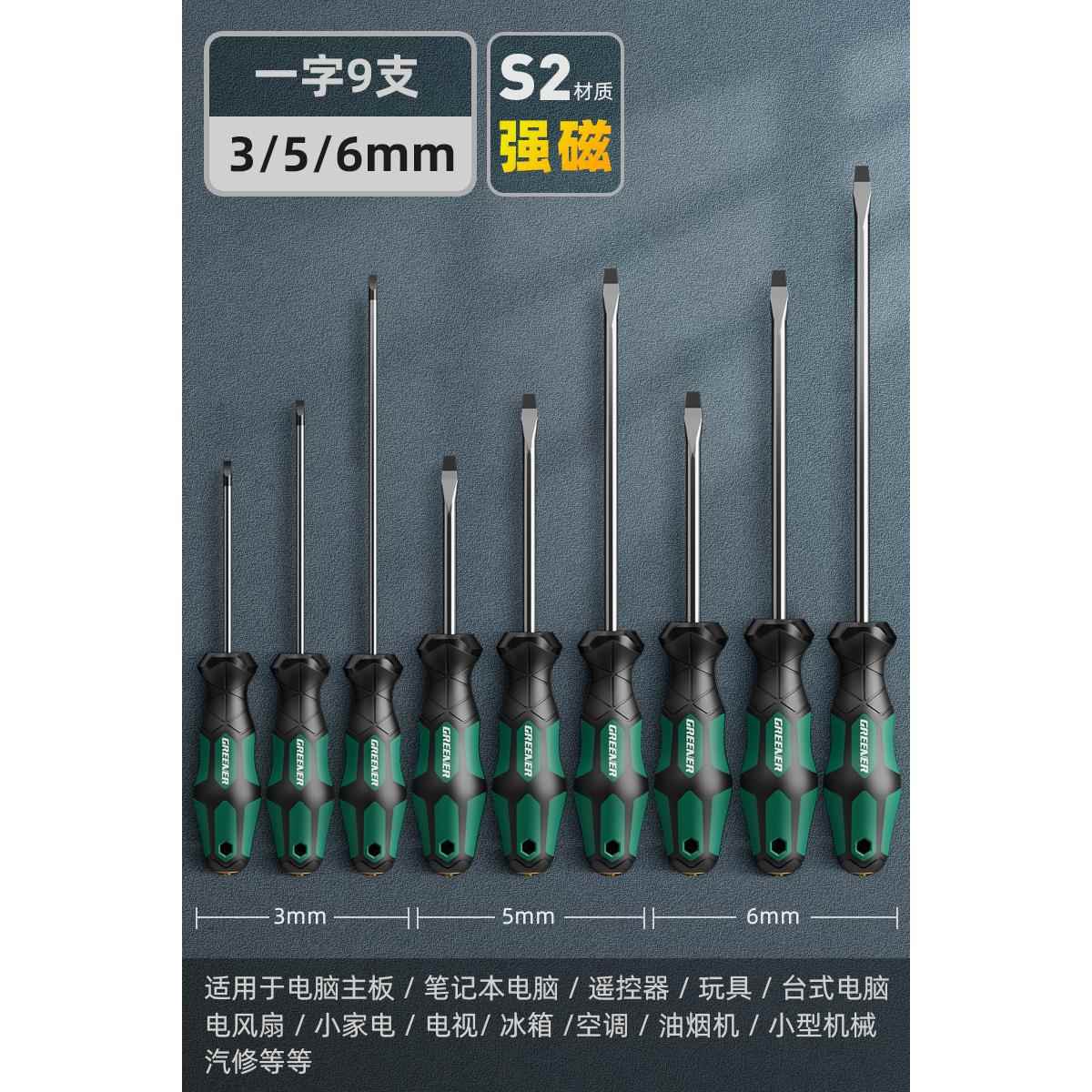 新款绿林大2件套螺口丝刀十字一字强磁小起子改平锥螺丝师批工具