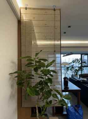 风水帘隔可升降卷帘阳台客厅玄屏风装关软断门F9755HTM帘麻布饰艺