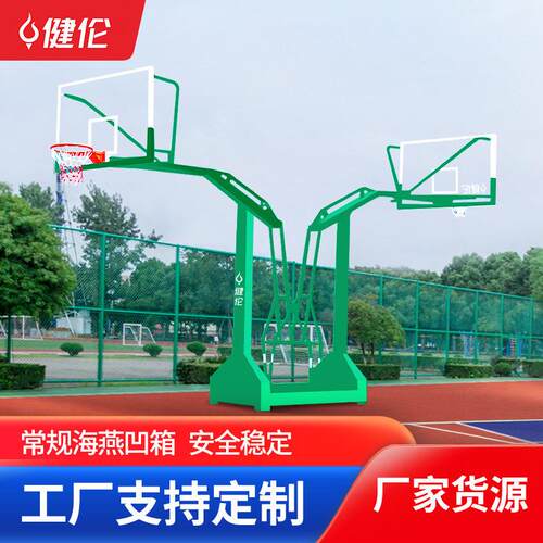 健伦篮球架户外室外标准篮球框成人学校球馆海燕式双翼凹箱工程款