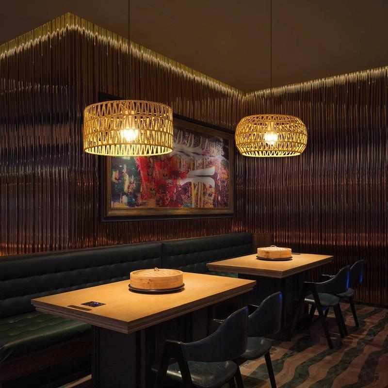 中古风藤编吊灯客厅餐厅卧室新中式编织手工创意个性艺术花瓣吊灯