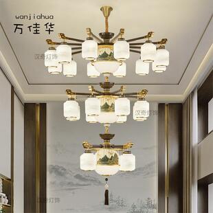 新中式式楼别墅吊灯挑挑高空跃层多层中大空324餐厅客厅楼梯复长