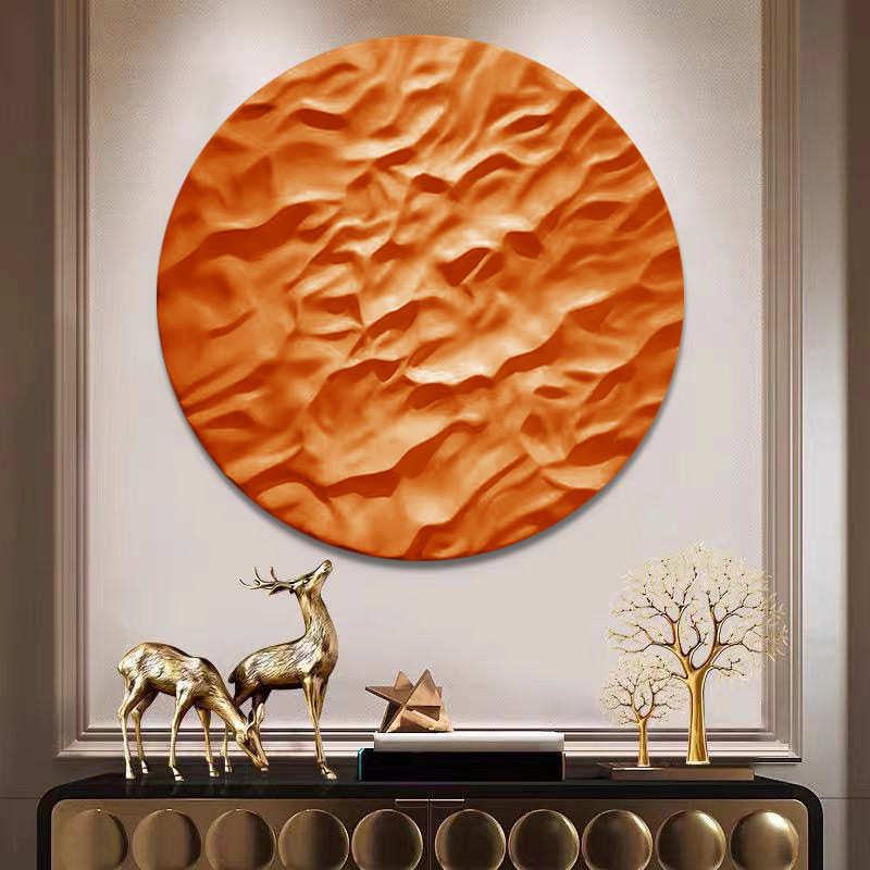 画装饰画玄关立体现代3d抽象浮雕版挂画圆形入户背景墙竖砂岩客厅