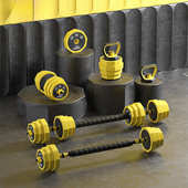 运动哑铃男士 家用健身器材九角烤漆包铁哑铃可调节重量壶杠铃套装