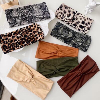 Women Cross Solid Color Hair Bands Girls Leopard Print Flowe