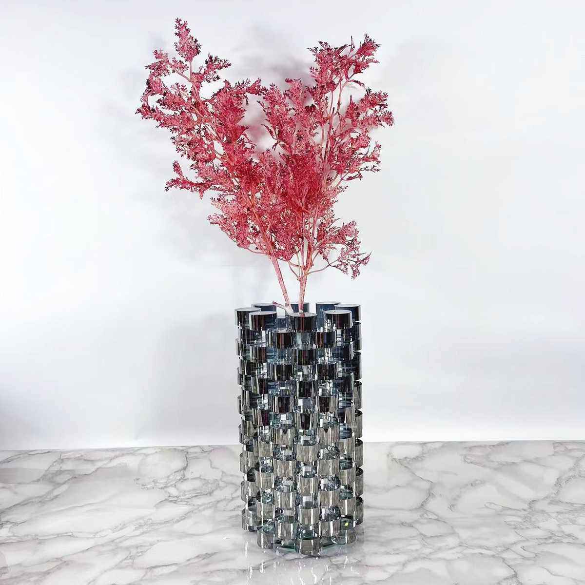 创意不规则透明水晶玻璃花瓶花器摆件电视柜客厅插干花工艺样板房,特色手工艺,其他特色工艺品,淘宝优惠券,粉丝福利购,淘宝优惠卷