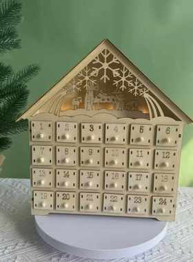 白色24天倒计时日历 圣诞数字日历摆件 圣诞装饰品家居工艺品摆饰