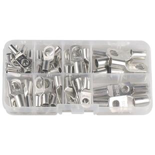 100只SC窥口紫铜镀锡冷压子端铜线耳圆形接裸短端子组合装 加ZPA厚