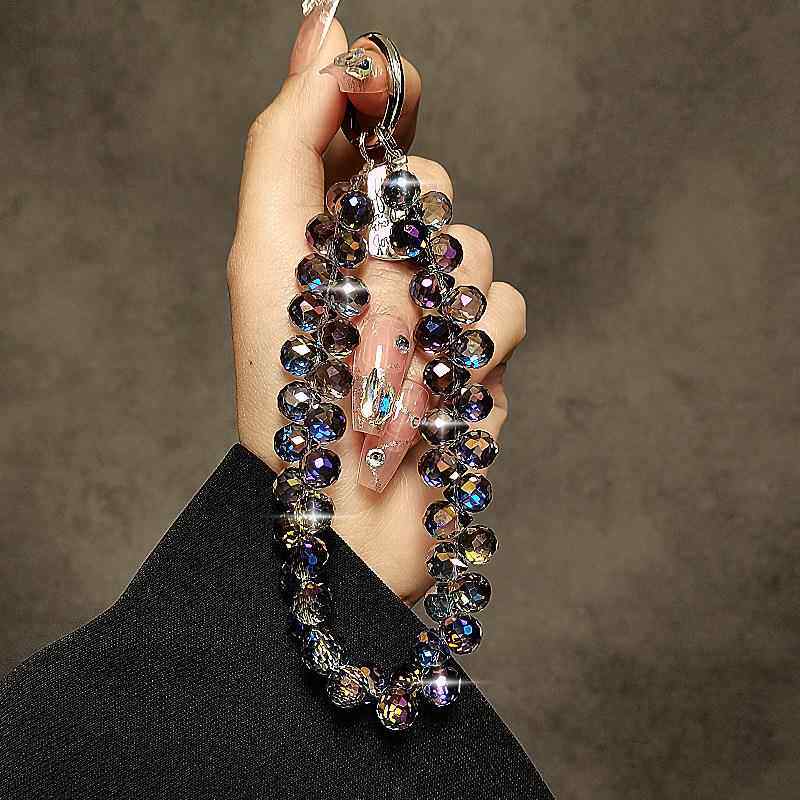 高级感奢华手机挂绳短款水滴水晶挂链手工串珠手腕链手提防丢挂饰