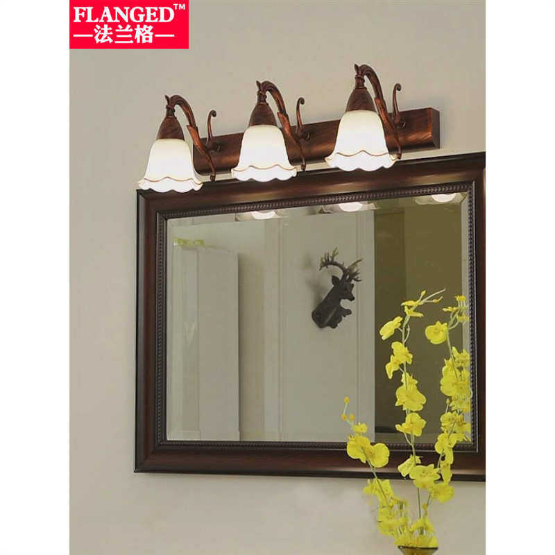 欧式镜前灯美式led浴室灯卫生间镜柜梳妆台壁灯防水E14螺口免打孔