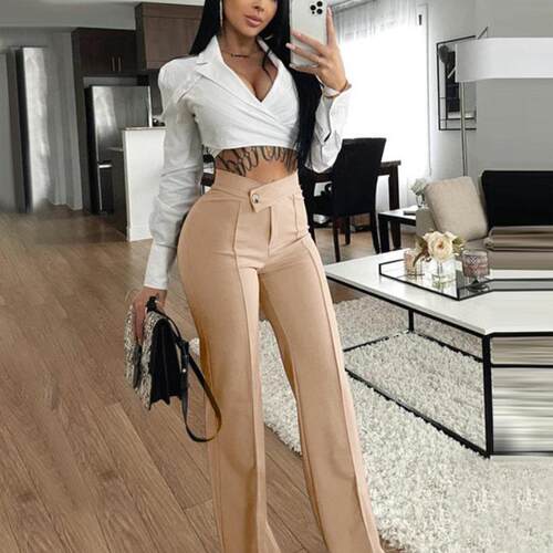 Flare pants women's casual casual wide leg pants坑条阔腿