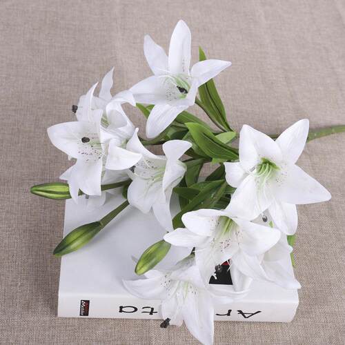 新款直销手感仿真9果百合花 花苞摆件客厅摄影假花 装饰婚庆百合
