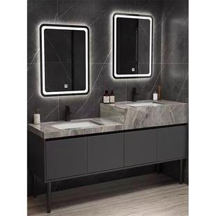 简约现代岩板亲子高低双台盆浴室柜商用公共卫生间洗漱台洗脸盆池