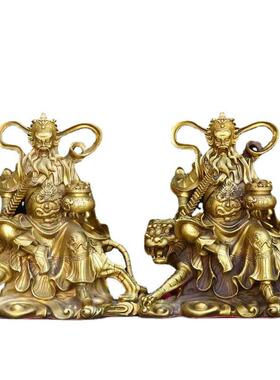 赵公明骑虎黄铜家居摆件办公场所实用金属装饰品桌面摆设