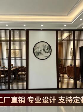 东阳木雕定制仿古门窗屏风隔断新中式实木花格背景墙入户现代格栅