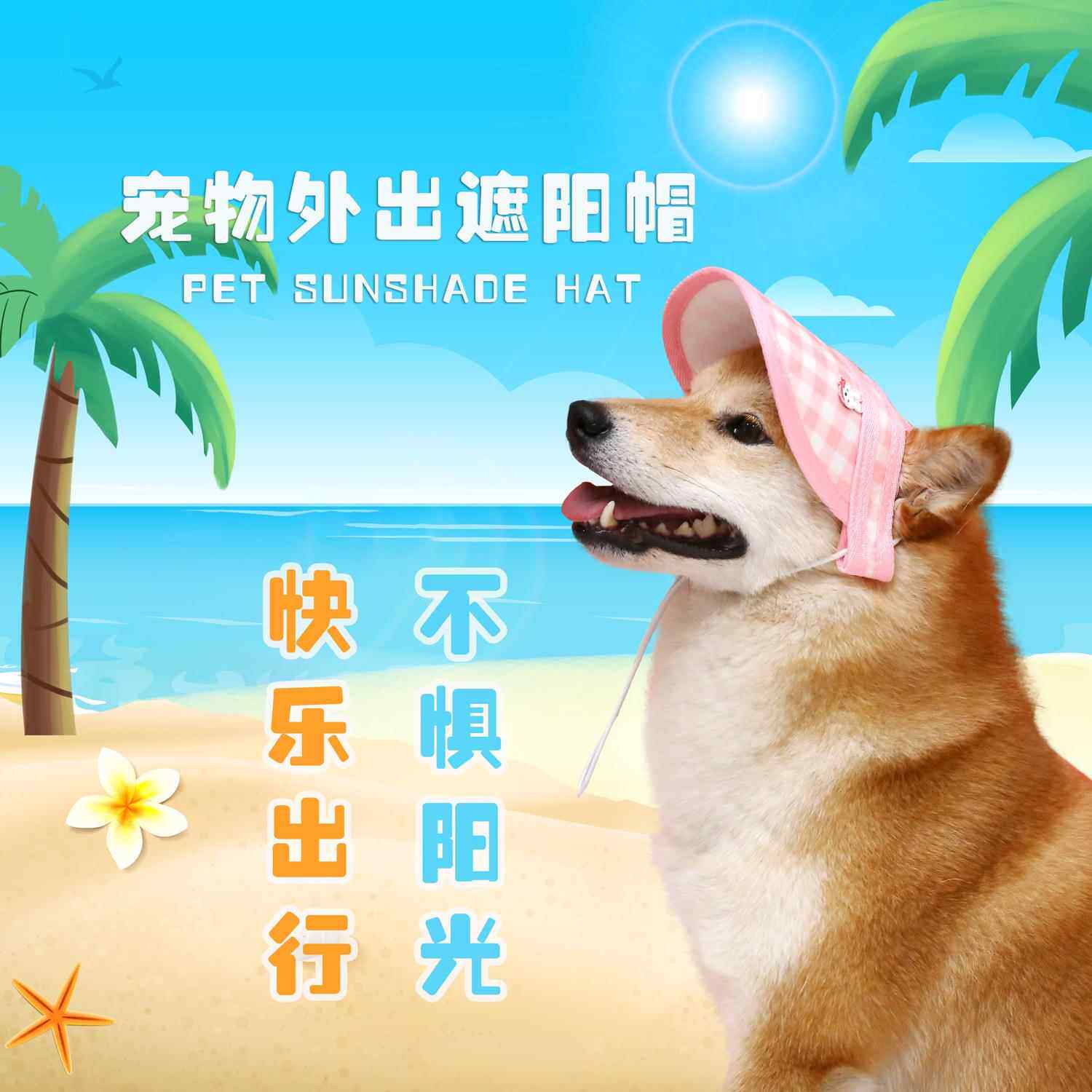 宠物狗狗外出遮阳帽柴犬柯基法斗犬毛毡格子熊兔子韩国棒球防晒帽