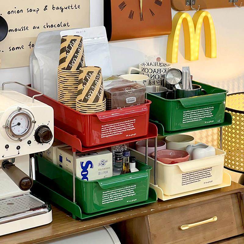 零食收纳桌面家用抽拉式多功能抽屉带轮调味罐架杂物储物整理收纳,收纳整理,桌面收纳盒,淘宝优惠券,粉丝福利购,淘宝优惠卷