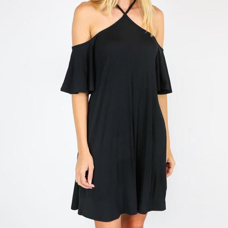 Halter neck off shoulder cross back dress