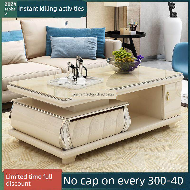 【香港包】大理石茶几电视柜组合套装现代简约客厅家用140*70钢