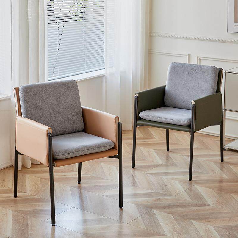 意式轻奢餐椅家用书房椅子餐厅扶手靠背椅极简餐桌洽谈化妆椅工厂