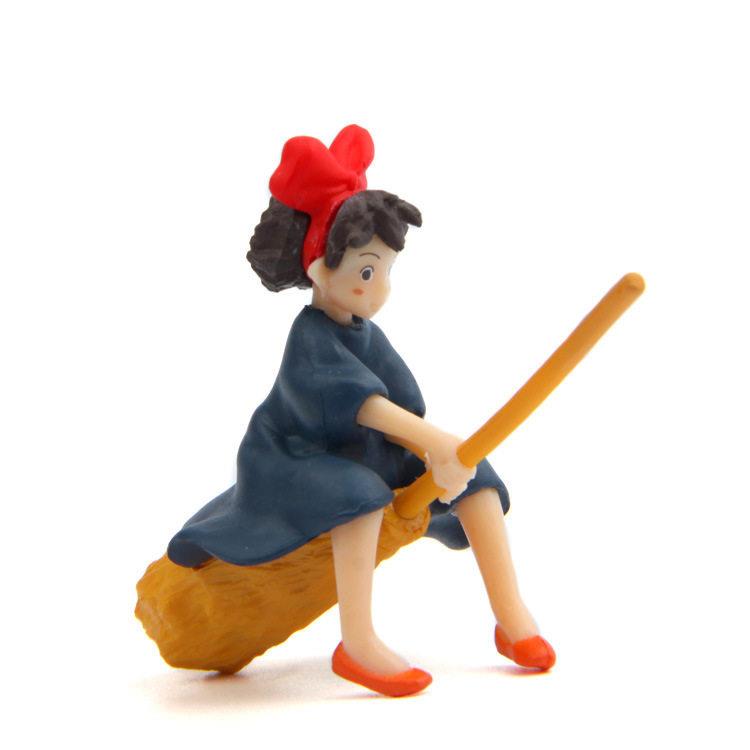 女巫少女坐扫把飞翔小清新韩版创意冰箱贴素材百搭园艺造景公仔