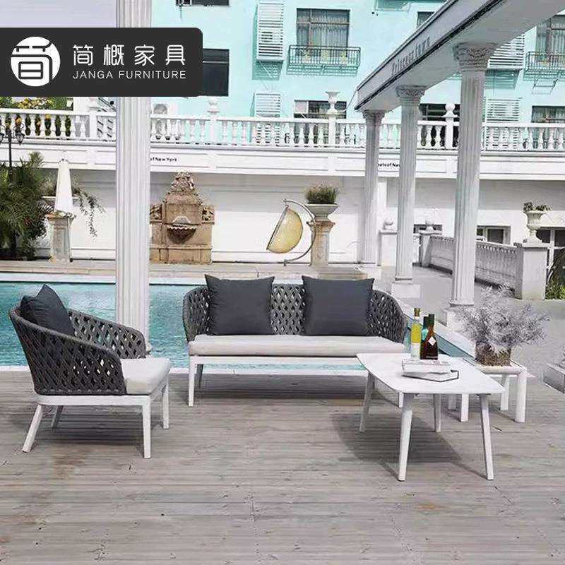 别墅庭院花园藤沙发椅防水防晒户外露台茶几沙发休闲酒店民宿沙发