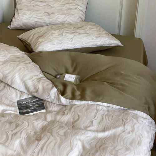 现代轻奢夏季双面天丝被套四件套莱赛尔纤维凉感裸睡床上用品