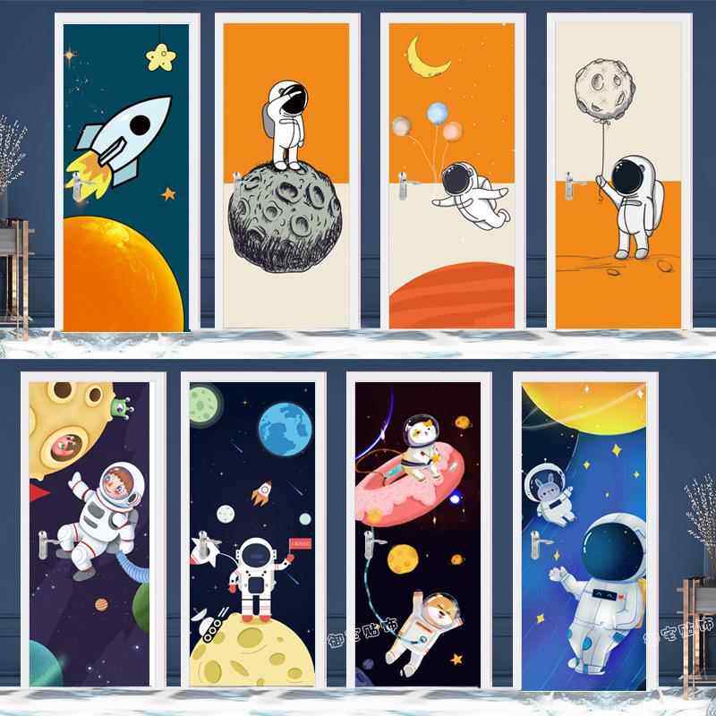 太空宇航员整张加厚木门贴纸 自粘衣柜推拉移门翻新防水不透贴画,个性定制/设计服务/DIY,写真/海报印制,淘宝优惠券,粉丝福利购,淘宝优惠卷