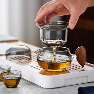家用功夫泡茶壶茶水分离茶杯便携式 美斯尼玻璃旅行茶具套装 快客杯