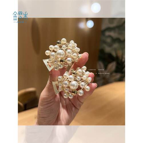 网红固定神器夹子头饰精致珍珠发夹女后脑勺高级感抓夹高马尾爪夹