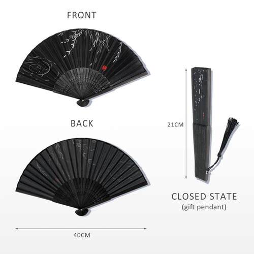 Bamboo Folding Fan silk Chinese Stylefan Hand Held Anitque A