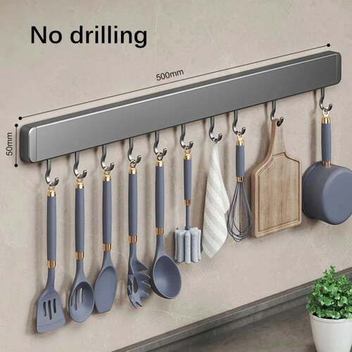 Kitchen Hook Storage Rack Free Punch Removable Hook Wall Mou