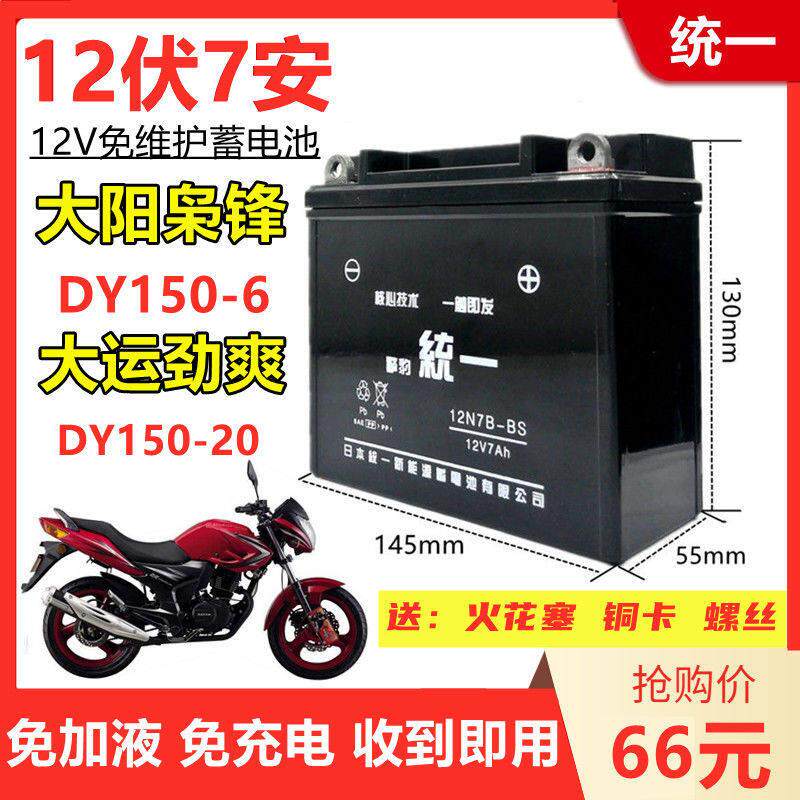 大阳枭锋150-6 大运劲爽150-20摩托车免维护12伏7A安免加水干电瓶