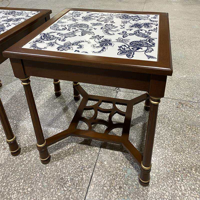 至高美高档青花瓷茶几桌英式茶台客厅家具实木边几方桌家用咖啡桌