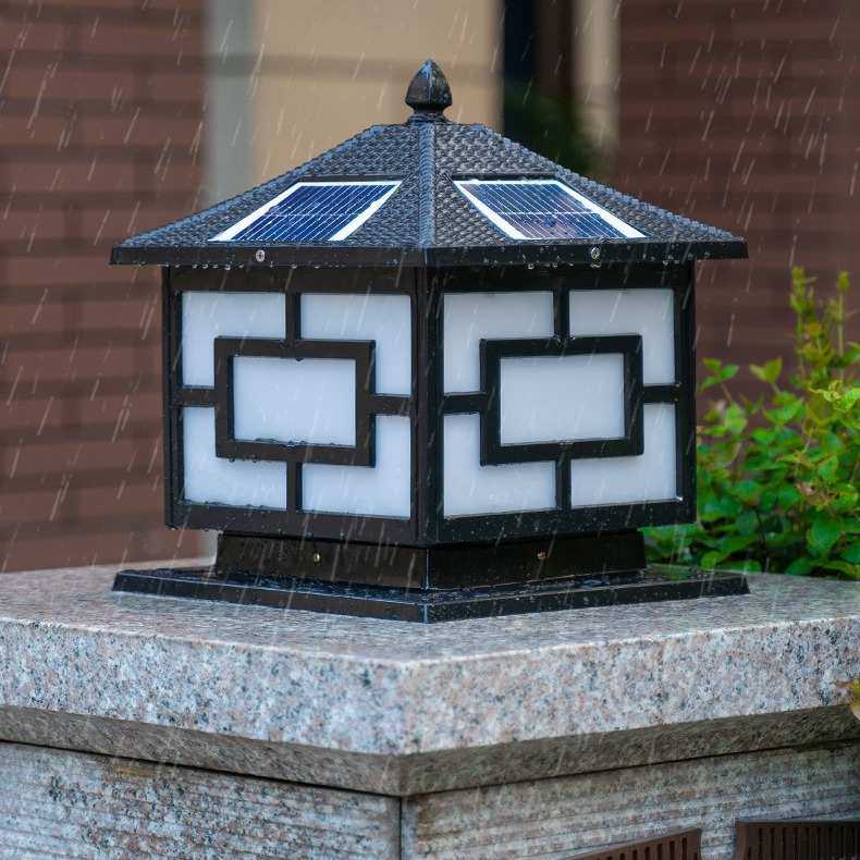 太阳能柱头灯中字庭院户外庭院灯别墅花园门柱灯庭院装饰庭院灯