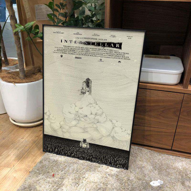 星际穿越黑白系/素描 科幻电影 航天飞机耐力图 海报 装饰画版画