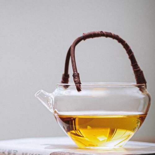 高端复古手工玻璃藤编提梁泡茶碗公道杯绿茶冷泡壶日式小茶壶公杯
